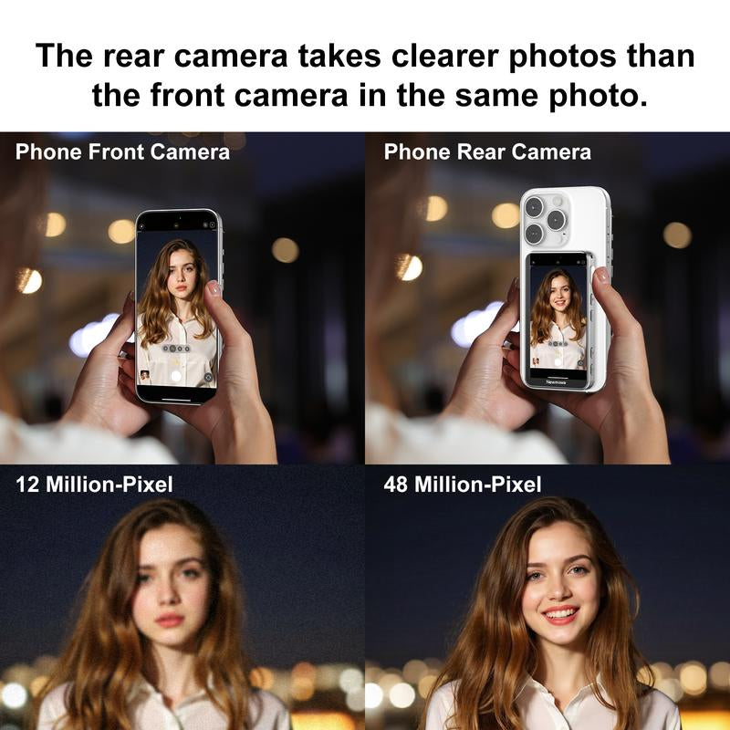Newmowa Touchscreen Phone Vlog Selfie Monitor Screen, Magnetic Wireless Back Camera Selfie Monitor with Focus Adjustment ONLY for Iphone, Support 4K 30Fps Wireless Recording for Iphone 15/16