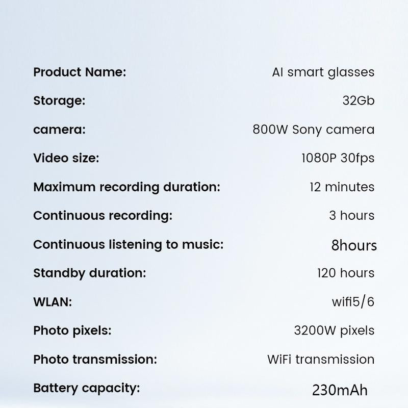 Touch-Control Smart Glasses with 800W HD Camera, Bluetooth Voice Communication, Dual Lenses, Surround Sound, and Smart Polarized Lenses for Daily Activities, Wearable Device in Black