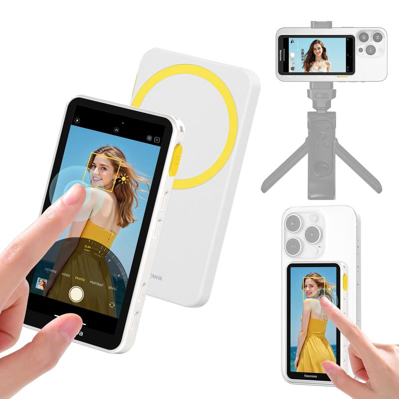 Newmowa Touchscreen Phone Vlog Selfie Monitor Screen, Magnetic Wireless Back Camera Selfie Monitor with Focus Adjustment ONLY for Iphone, Support 4K 30Fps Wireless Recording for Iphone 15/16