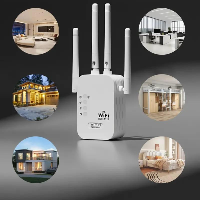 Wifi Extender 2025, 1200Mbps Dual Band (5Ghz/2.4Ghz) Signal Booster, Covers 10,000 Sq. Ft & 50 Devices