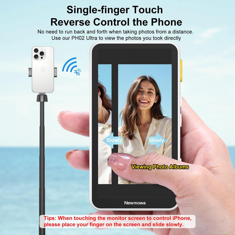 Newmowa Touchscreen Phone Vlog Selfie Monitor Screen, Magnetic Wireless Back Camera Selfie Monitor with Focus Adjustment ONLY for Iphone, Support 4K 30Fps Wireless Recording for Iphone 15/16