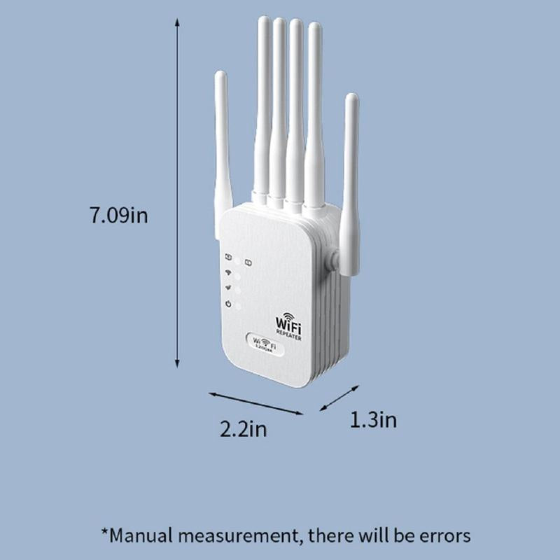 Wifi Extender with 6 Antennas, 2025 Wirecutter Wifi Extender, 1200Mbps Home Signal Booster, Dual Band 5Ghz/2.4Ghz, up to 10000 Sq.Ft and 100 Devices, Two Ethernet Port