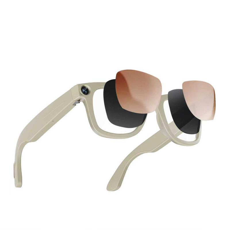 Touch-Control Smart Glasses with 800W HD Camera, Bluetooth Voice Communication, Dual Lenses, Surround Sound, and Smart Polarized Lenses for Daily Activities, Wearable Device in Black