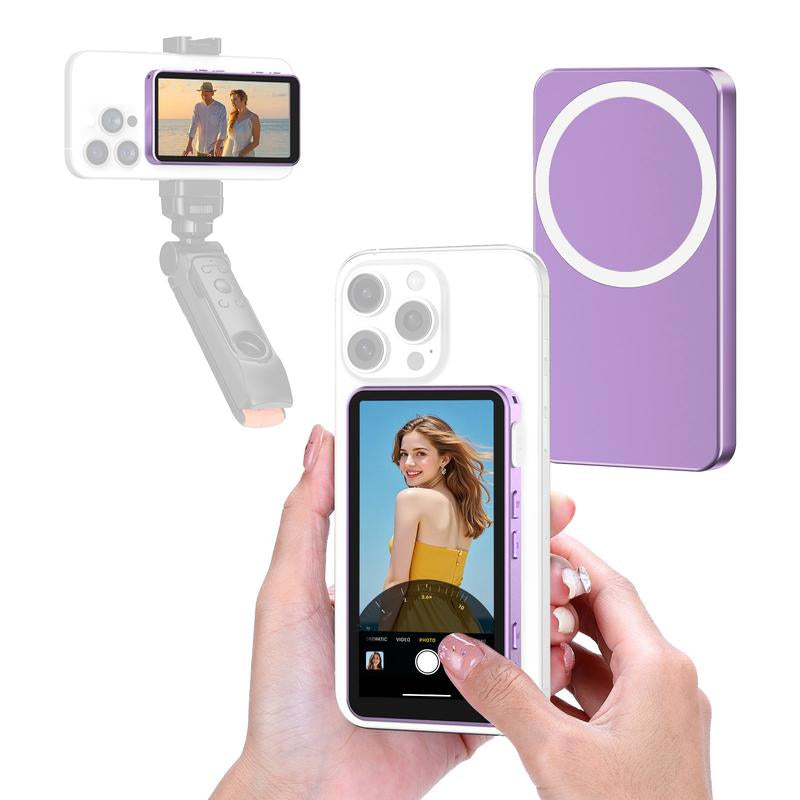 Newmowa Touchscreen Phone Vlog Selfie Monitor Screen, Magnetic Wireless Back Camera Selfie Monitor with Focus Adjustment ONLY for Iphone, Support 4K 30Fps Wireless Recording for Iphone 15/16