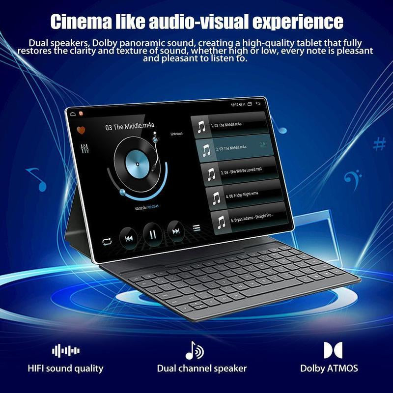 Tablet Android 7.0 – 10.1"  2GB RAM, 32GB, Dual SIM, 1280X800 IPS Display. 5MP+13MP Cameras, 5000Mah Battery & Full Accessories: Keyboard, Mouse, Stylus & Case