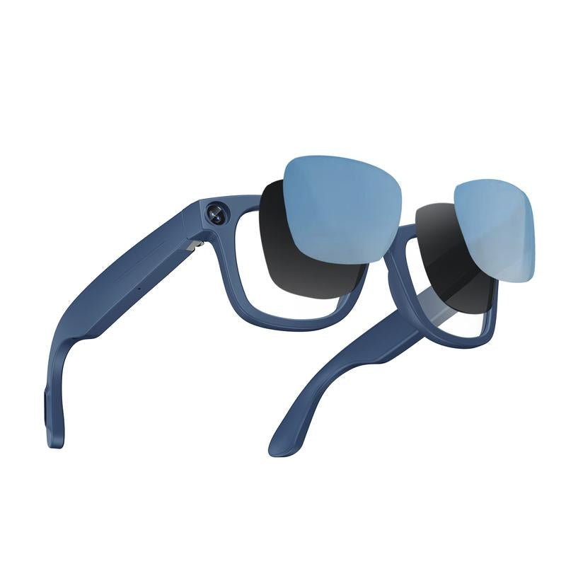 Touch-Control Smart Glasses with 800W HD Camera, Bluetooth Voice Communication, Dual Lenses, Surround Sound, and Smart Polarized Lenses for Daily Activities, Wearable Device in Black