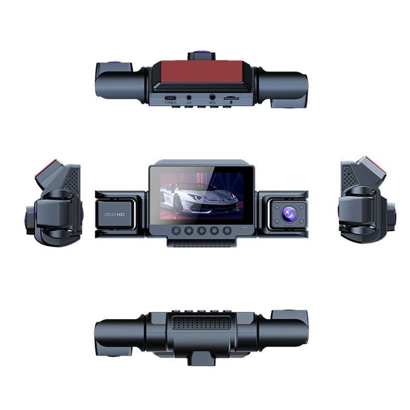 4-Channel Dash Cam with Front Rear inside View 3" IPS Screen 1080P Car DVR 32GB SD Card Included Built-In GPS Wifi Night Vision Parking Mode Loop Recording