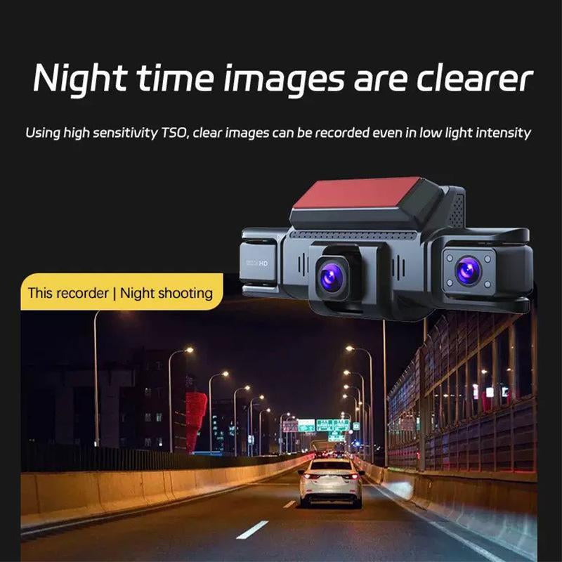 4-Channel Dash Cam with Front Rear inside View 3" IPS Screen 1080P Car DVR 32GB SD Card Included Built-In GPS Wifi Night Vision Parking Mode Loop Recording