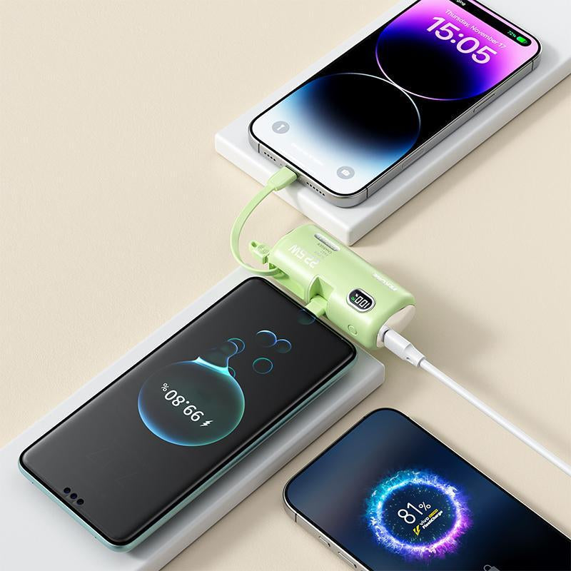 22.5W Fast Charging Power Bank 5000Mah - No Cables Needed Portable Charger with LED Display for Iphone Android Smartphones 