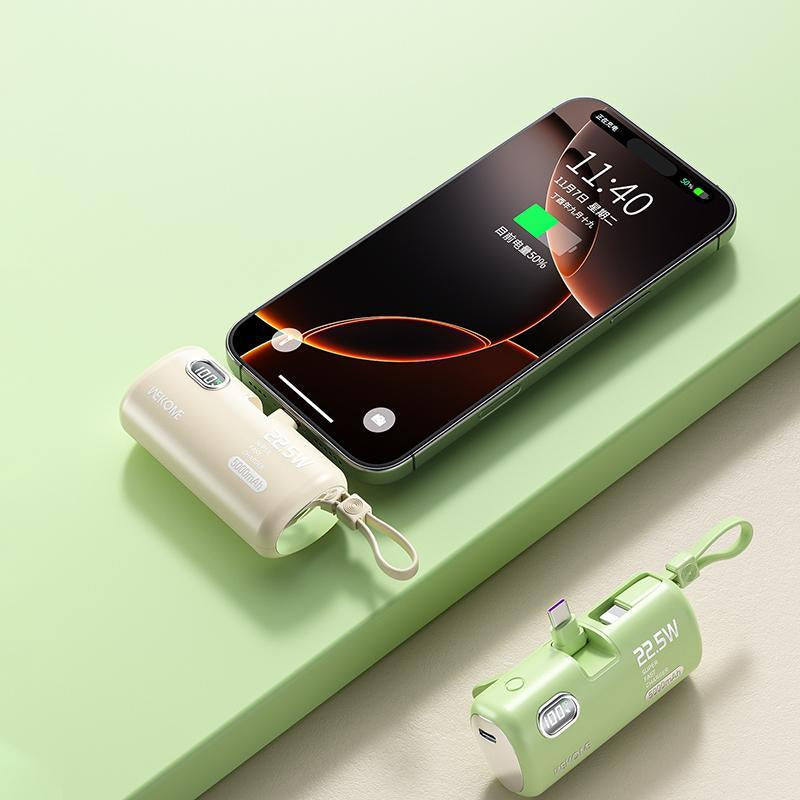 22.5W Fast Charging Power Bank 5000Mah - No Cables Needed Portable Charger with LED Display for Iphone Android Smartphones 