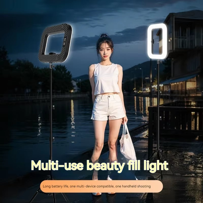 New Handheld Ring LED Rechargeable Fill Light Portable Mobile Phone Live Broadcast Photography Desktop Selfie Light